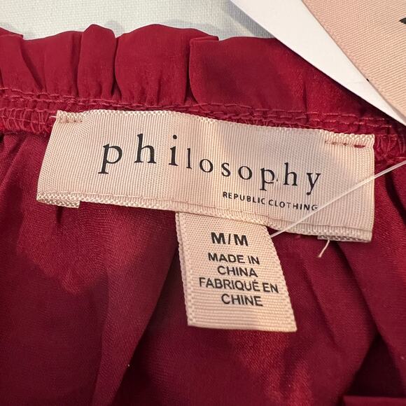 Philosophy Flowy Satin Peasant Blouse Boho Romantic Feminine NWT Women's M - Picture 5 of 8